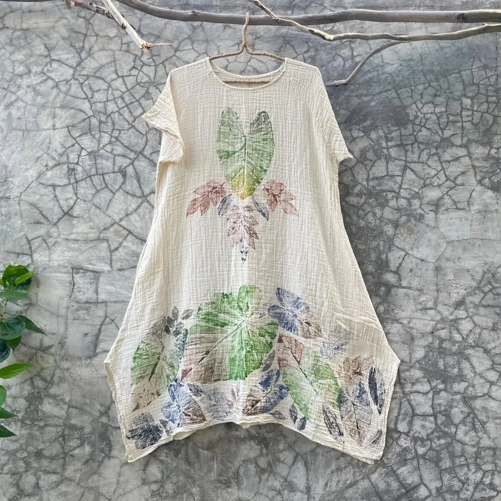 100% cotton ecoprint dress