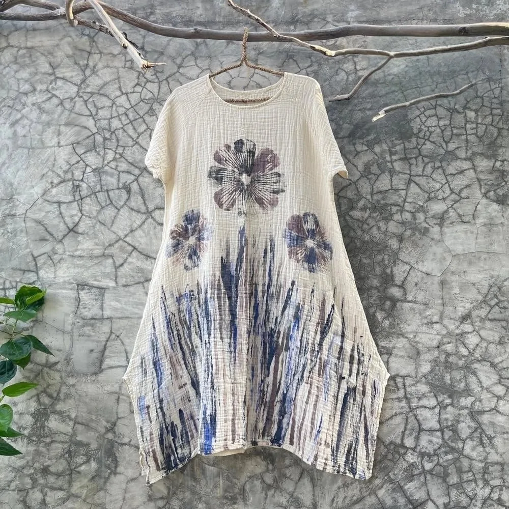 100% cotton ecoprint dress