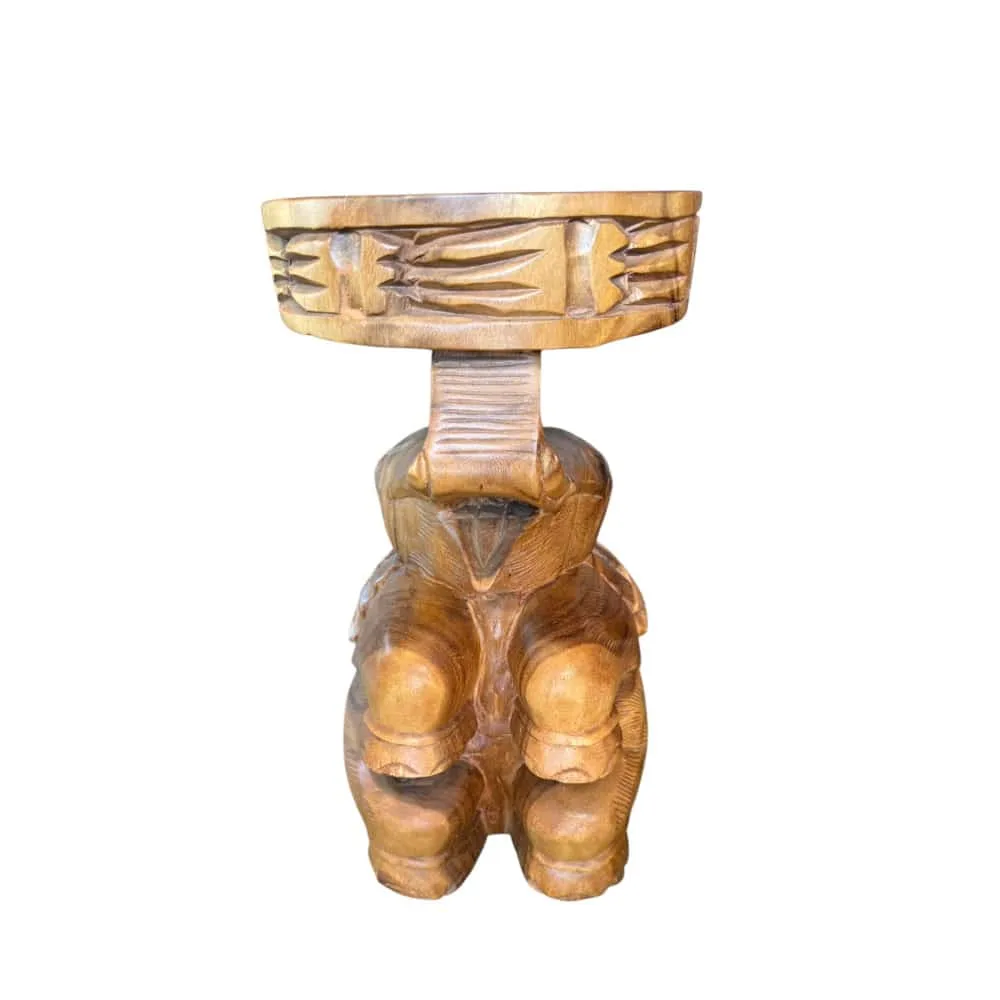 Elephant Wooden Carving Stool - Image 2